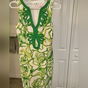 Lily Pulitzer Green And White Sleeveless Dress, Size Small